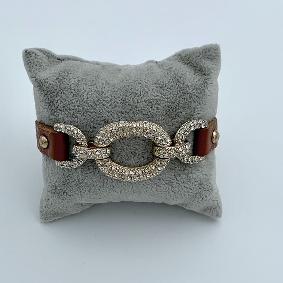 Adjustable Leather Bling Bracelet - Picture 1 of 3